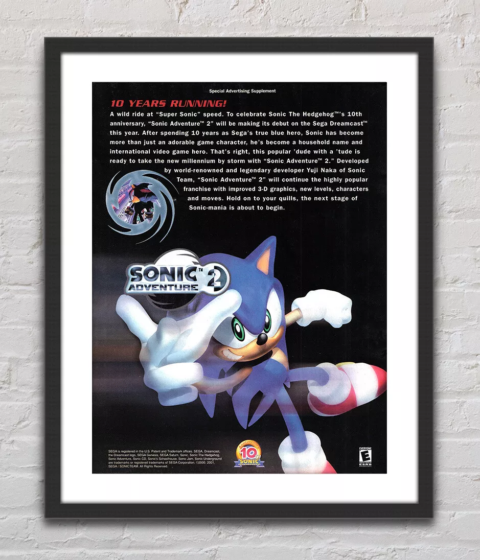 Sonic Adventure 2 Sega Dreamcast Glossy Promo Ad Poster Unframed G2221