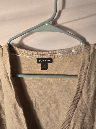 Torrid Tan Crop Cardigan Sweater Buttons Preppy Campy Womens Plus Size 2X 2 - 第 2/3 張圖片
