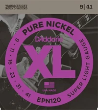 D'Addario Guitar Strings Electric Pure Nickel EPN120 1 Set