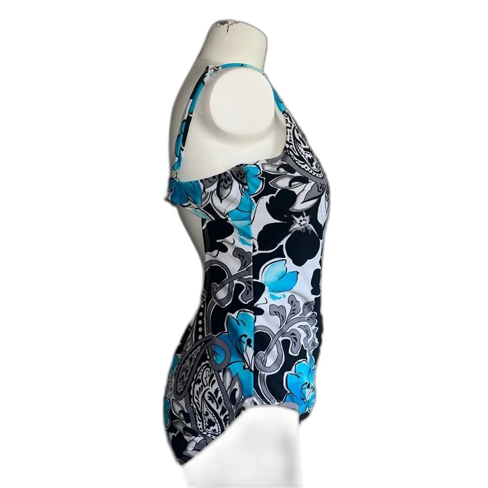 Traje de baño Leilani floral cachemir azul negro blanco de una pieza 14 Foto 2 de 4