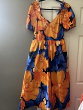 Tabitha Brown x Target Dress Floral Midi Tie Open back Womens size 14