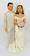Vintage Porcelain 1992 Lefton Black Bride and Groom Wedding Cake Topper