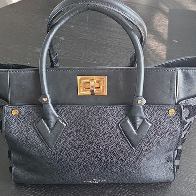 Louis Vuitton Monogram Top Handle Bag Black Gold Hardware Detachable Strap