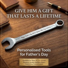 Personalised Spanner Key Wrench Engraved Tools Gift Dad Grandad Uncle Retirement