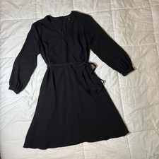 Banana Republic Women Black Wrap Dress size 2 Long Sleeve Cocktail Party