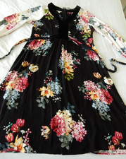 Monsoon Dress Sz 16 BLOOMSBURY Florals Viscose & Velvet EX SPECIAL Wedding Party