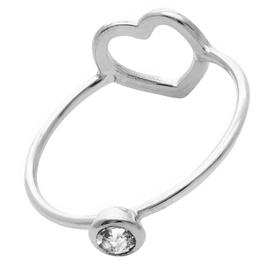 Silverly Anello Argento 925 Reversibile Doppio Cuore Zircone Cubico - Immagine 2 di 4