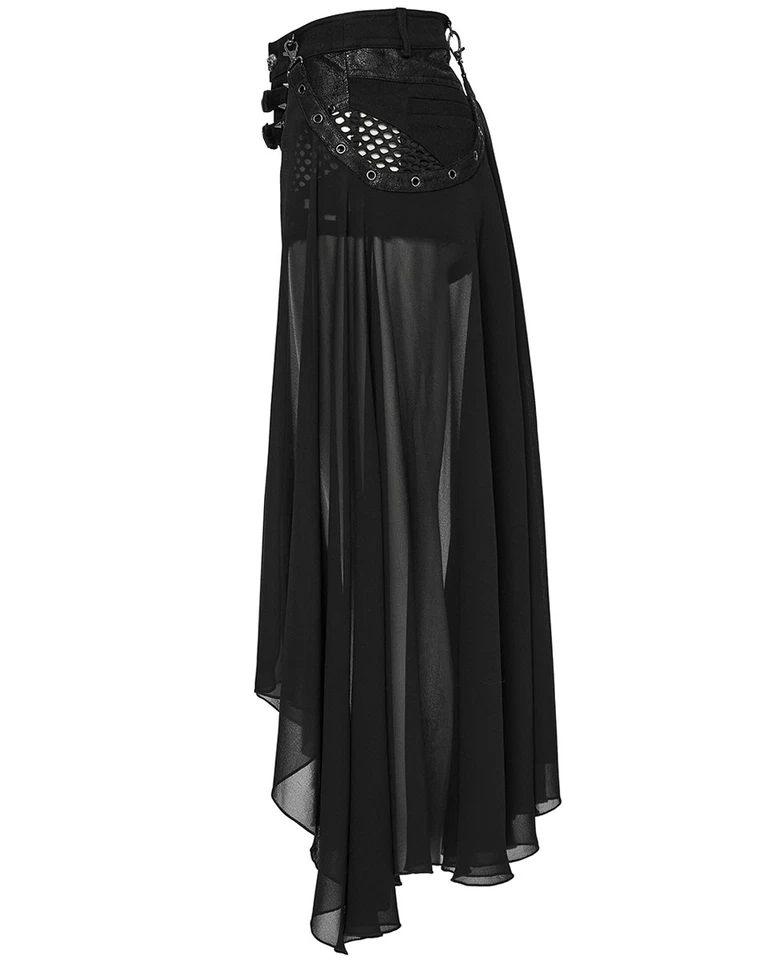 Punk Rave Womens Apocalyptic Gothic Grunge 2 Piece Hot Shorts & Half-Skirt Set - Image 3 of 4