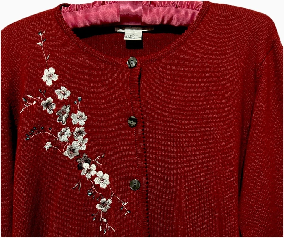 Suéter Alfred Dunner L Vintage Bordado Abotonado Grandmacore Tejido Cárdigan Foto 2 de 4