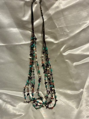 SENSATIONAL  5 STRAND & STONE SANTO DOMINGO HEISHI NECKLACE