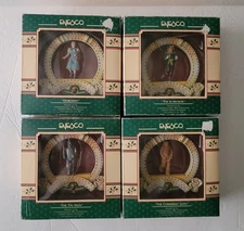 WIZARD of OZ Enesco Ornament SET of 4 DOROTHY, LION, SCARECROW, TINMAN 1989 New
