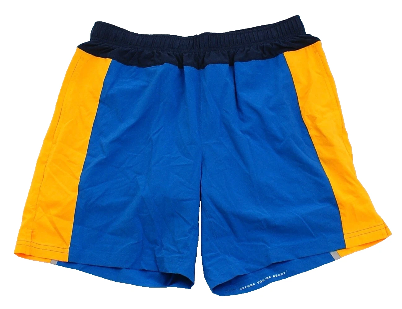 Fourlaps Men's M Blue Yellow Bolt Short 7" Interior Liner Stretch Fabric Wicking