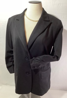 Michael Kors Size L Woman s Business Jacket Color Black Ruffled Sleeves Buttons