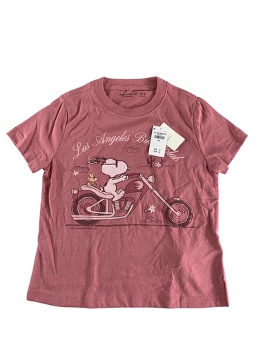 Abercrombie Kids Snoopy Shirt Girls 5/6 Pink Los Angeles Biker Club Oversized on