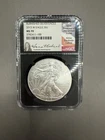 2013 (W) BURNISHED SILVER EAGLE NGC MS70 STRUCK AT WEST POINT ANNA CABRAL SIGNED