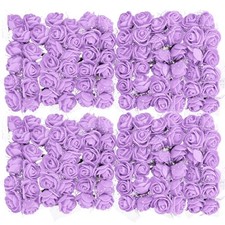Artificial Rose Flower Heads, Purple Mini Faux Flowers 0.8 Inch-1 Inch 144Pcs