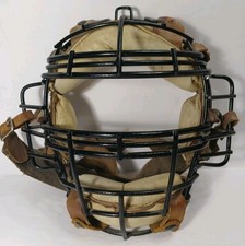 Early Vintage 1930s Baseball Antique Catchers Mask Metal Cage Ear Guards GOOD
