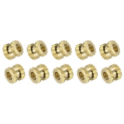 M2 x 0.4mm Female Brass Knurled Threaded Insert Embedment Nuts 100PCS