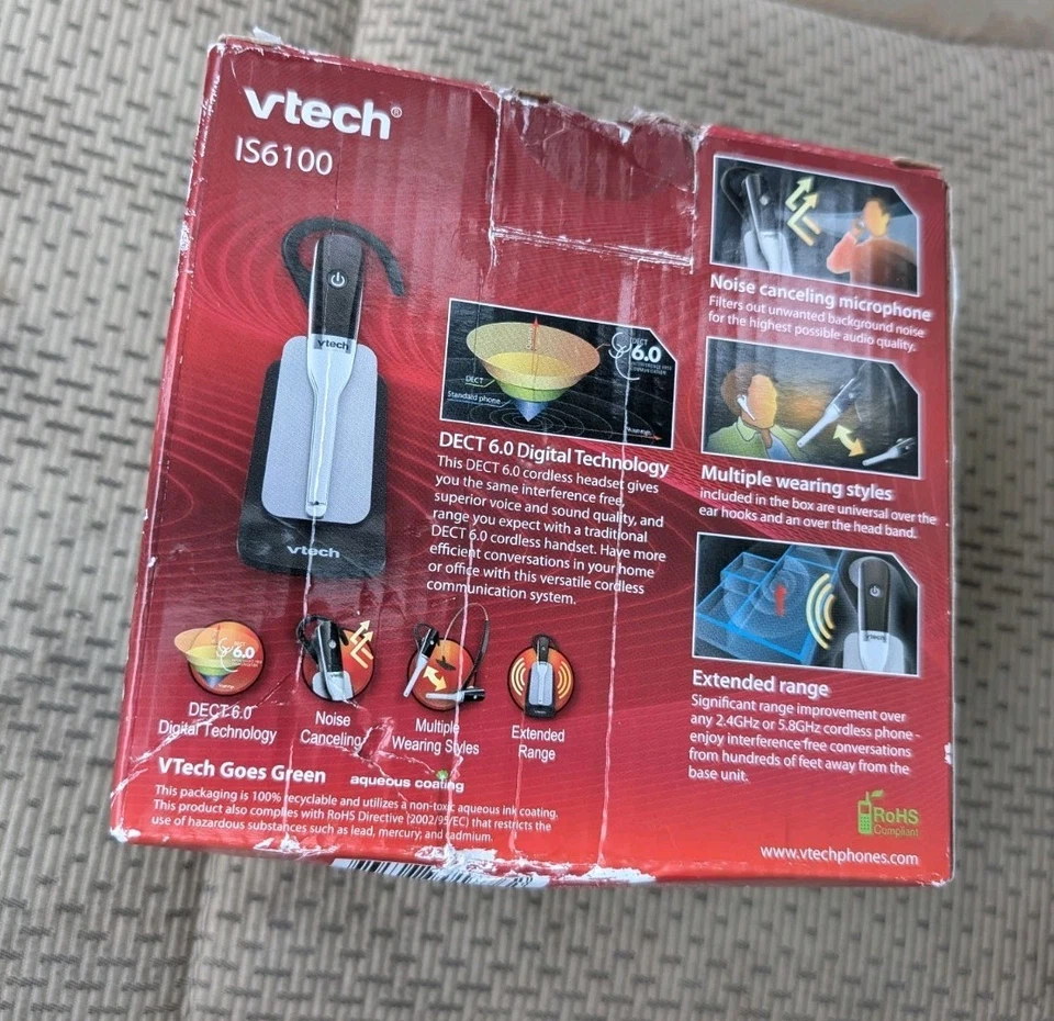 VTech IS6100 Silver/Black Clip Headset Dect 6.0 Technology New - Damaged Box - Image 2 of 2