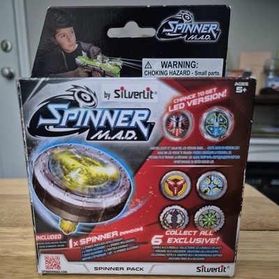 NEW Silverlit Spinner M.A.D Single Shot Blaster & Spinner Pack Silver Blue Gold