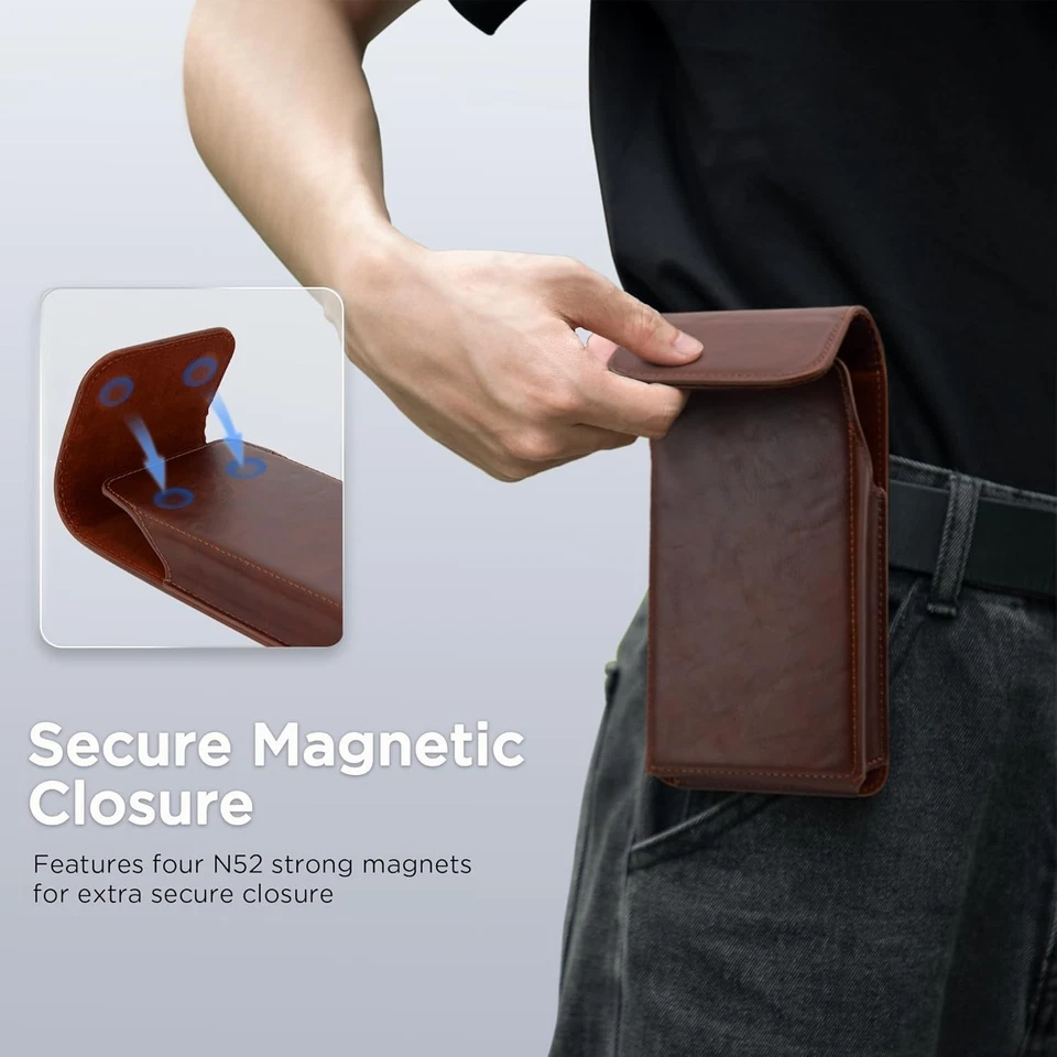 Holster Case for ZTE Blade A76 4G PU Leather Pouch with Belt Clip - Image 3 of 4