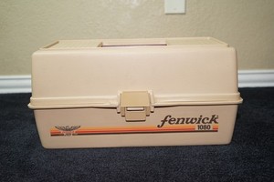 NOS Vintage Fenwick 1080 Tackle Box  Unused 3-Tray Fishing Box organizer 16x8x9