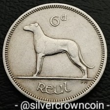 Ireland 🇮🇪 Eire 6 Pence 1966. KM#13a. Sixpence coin. Wolfhound. Irish Harp. 6d