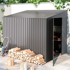 Lean-to Metal Garden Storage Shed with Lockable Door Weatherproof Outdoor  Yard
