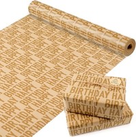 Geschenkpapier Rolle Kraftpapier Goldene Happy Birthday 15M X 43Cm