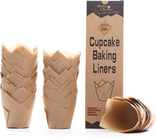 200Pcs Natural Tulip Cupcake Liners for Baking Cups Unbleached European Parchmen