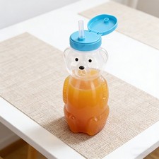 4-3 Pack Bear Straw Cup Cute Animal Shaped Drinking Bottle For Kids