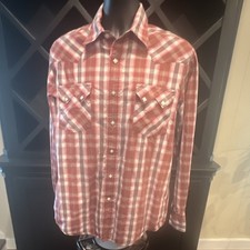 Lucky Brand Dungarees by Gene Montesano M Plaid Western Long Sleeve Shirt