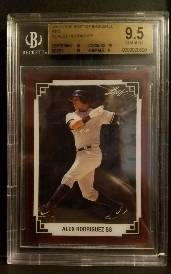 2017 Leaf Best of Baseball Alex Rodriguez Throwback RED #3 #d 1/5 BGS 9.5 POP 1 - Image 4 of 4