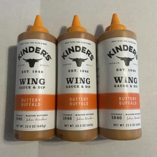 Lot of 3 Kinder's Wing Sauce Buttery Buffalo 23.5oz each NO SUGAR.