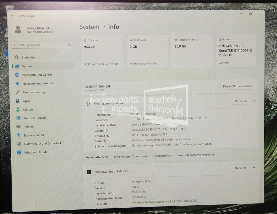 Acer Aspire 3 N20C6 17,3" I7-1165G7 20GB RAM 1T SSD GeForce MX350 2GB Win 11 Pro - Bild 2 von 3