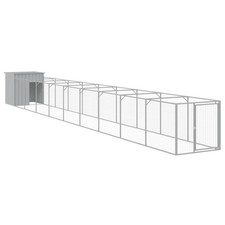 Dog House with Run Dog Cage Pet Kennel Dog Kennel Galvanised Steel vidaXL