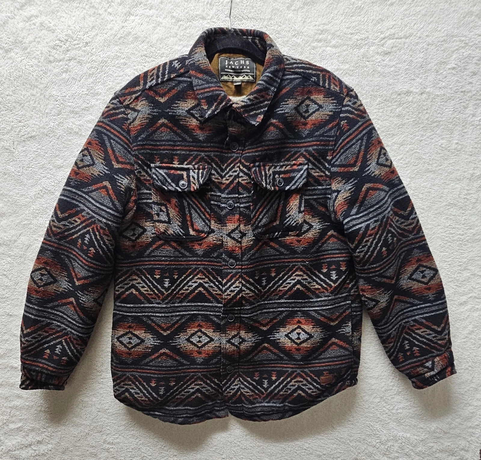 Jachs New York Aztec Tribal Wool Blend Sherpa Lined Warm Jacket Shirt Men's Size
