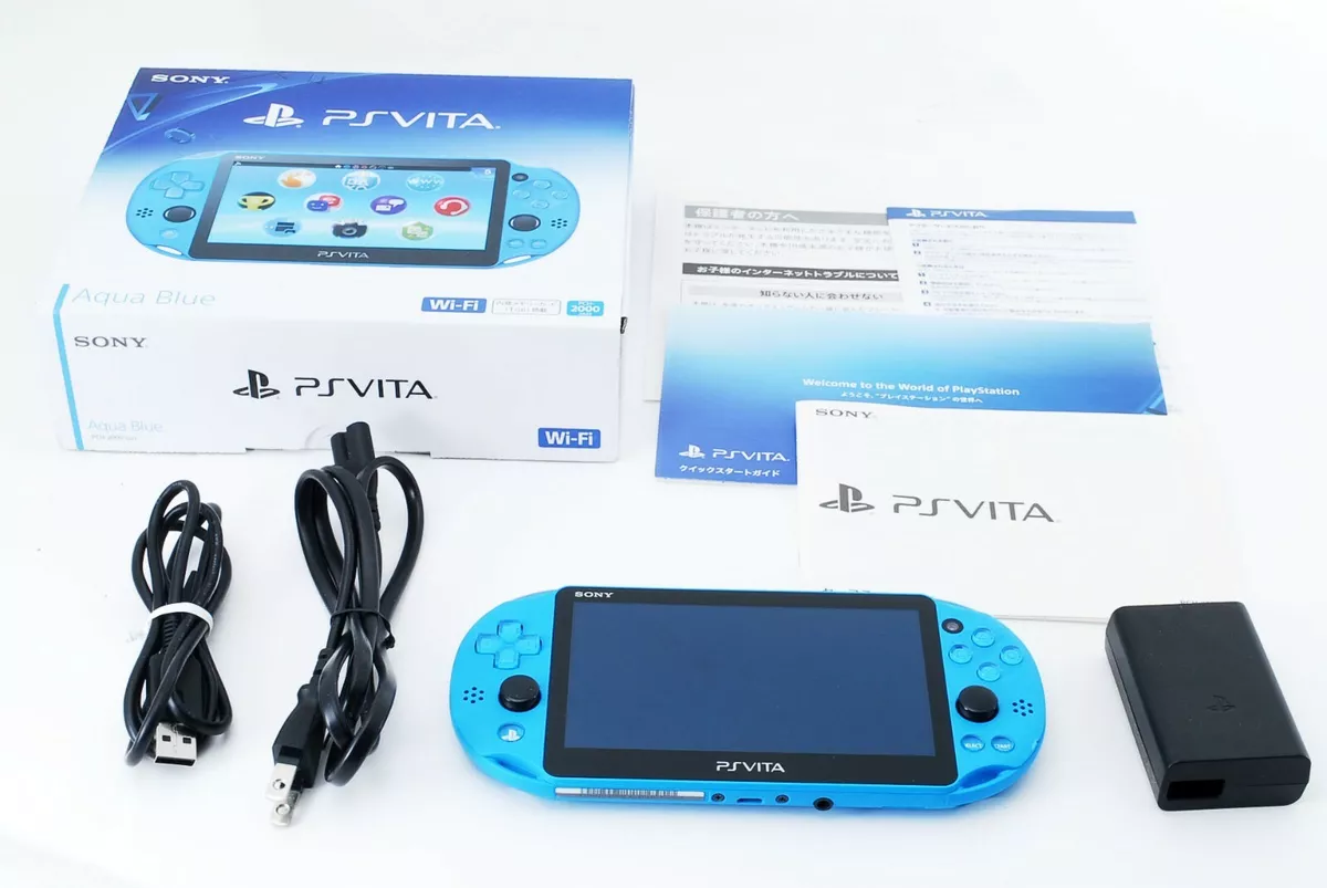 Sony PS Vita Aqua Blue PCH-2000 w/ Charger and Box From Japan