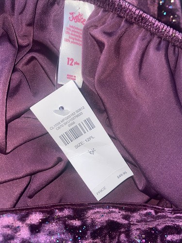 JUSTICE Girl Velvet Sparkly Jumpsuit Ruffle Sleeve Tie Waist Size 12 plus NWT - Picture 4 of 4