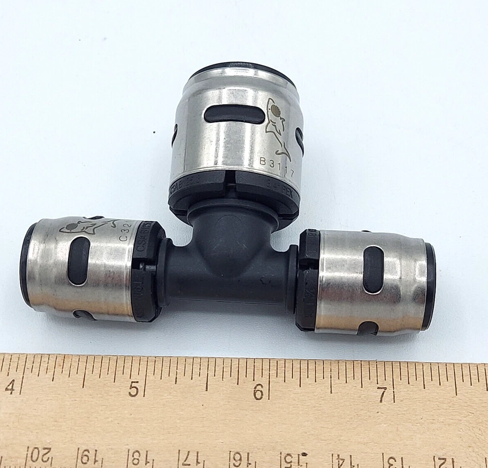 SharkBite EVOPEX 1/2" x 1/2" x 3/4" Tee PEX Push To Connect K408WP6 *Bag of 6 - Image 2 of 4