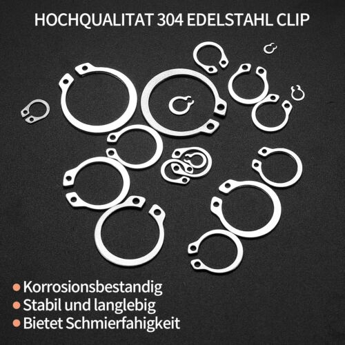 300 Pcs Retaining Ring Set Internal Snap Rings Kits Stainless Steel External Cir - 第 6/9 張圖片