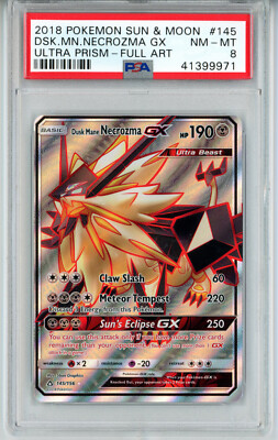 POKEMON ULTRA PRISM DUSK MANE NECROZMA GX #145 FULL ART PSA 8 NM