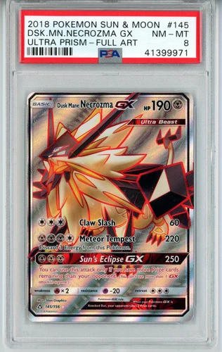 POKEMON ULTRA PRISM DUSK MANE NECROZMA GX #145 FULL ART PSA 8 NM-MT #41399971