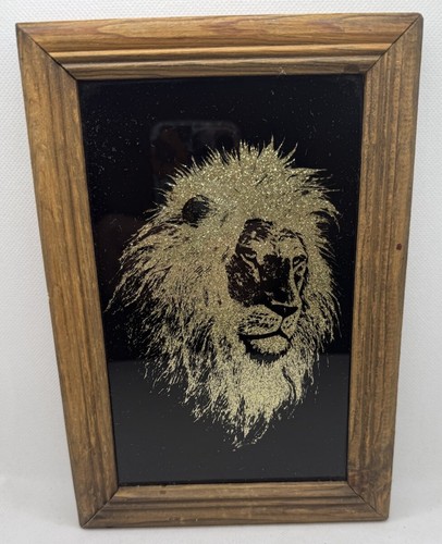 Lion Pyramid Carnival Bar Mirror Wood Frame Wall Decor Vintage 1980s WOW!