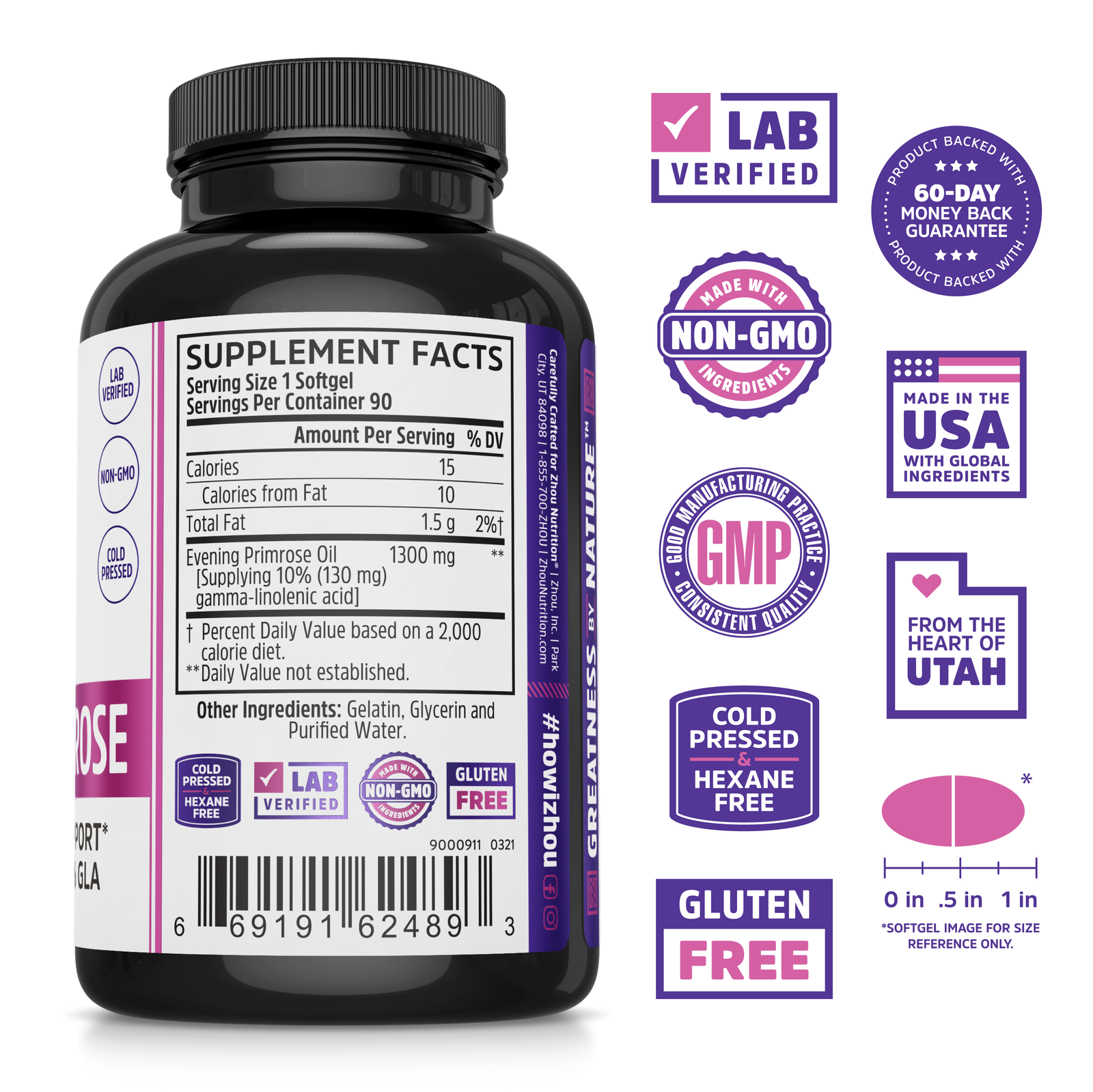 Zhou Evening Primrose Oil Female Hormone Support 90 CT eBay