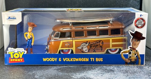 SHIPS FREE! Jada Disney Pixar TOY STORY Woody & Volkswagen 21 Window T1 VW Bus - Picture 6 of 15