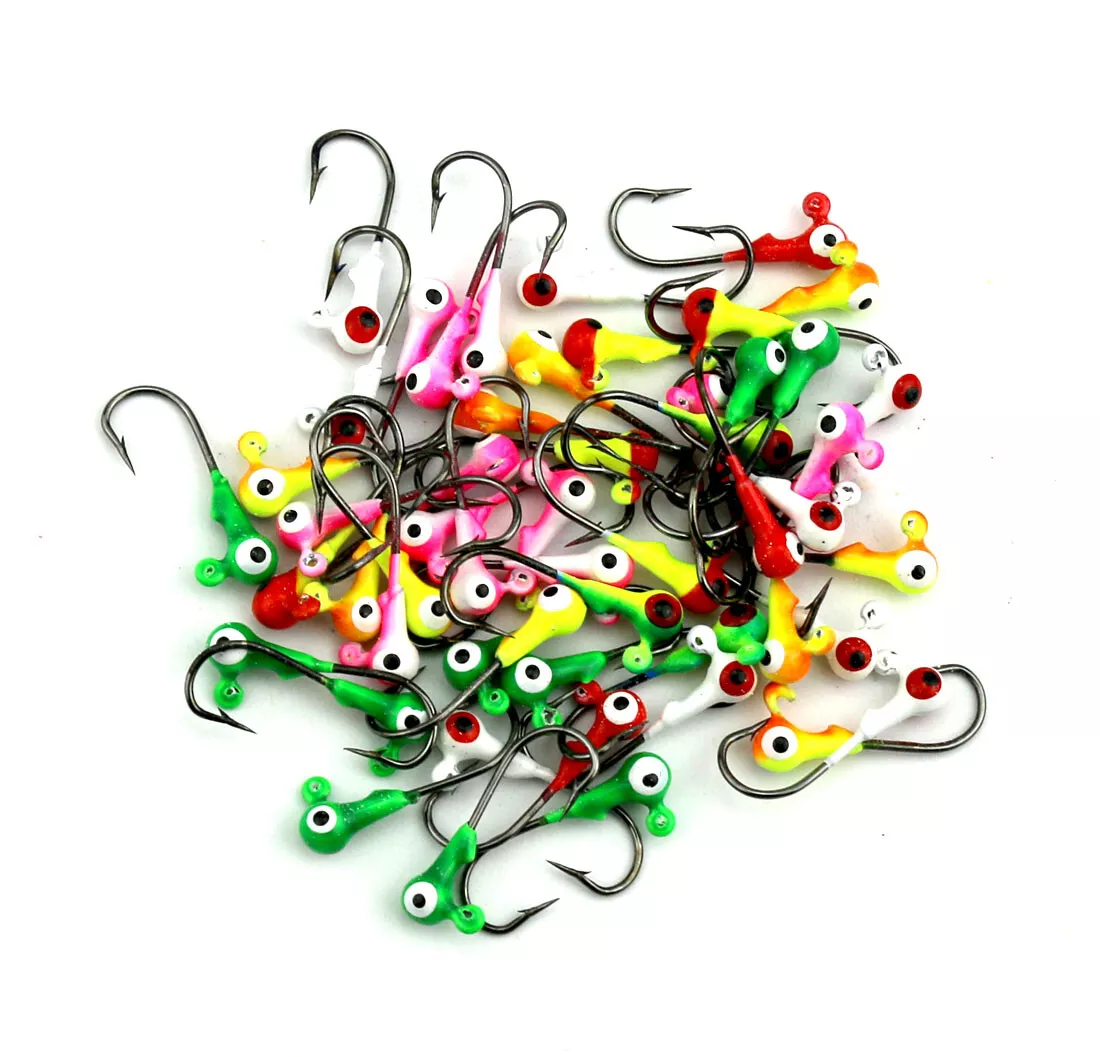 50pcs/pack 1/32oz Lead Jig Head Fishing Hooks Crappie Lures Bait Tackle  Jigs USA
