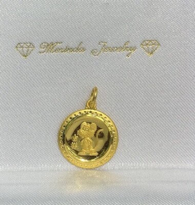 Zodiac Sign 24K Solid Gold Rat Animal Round Shape Charm/ Pendant,  Grams