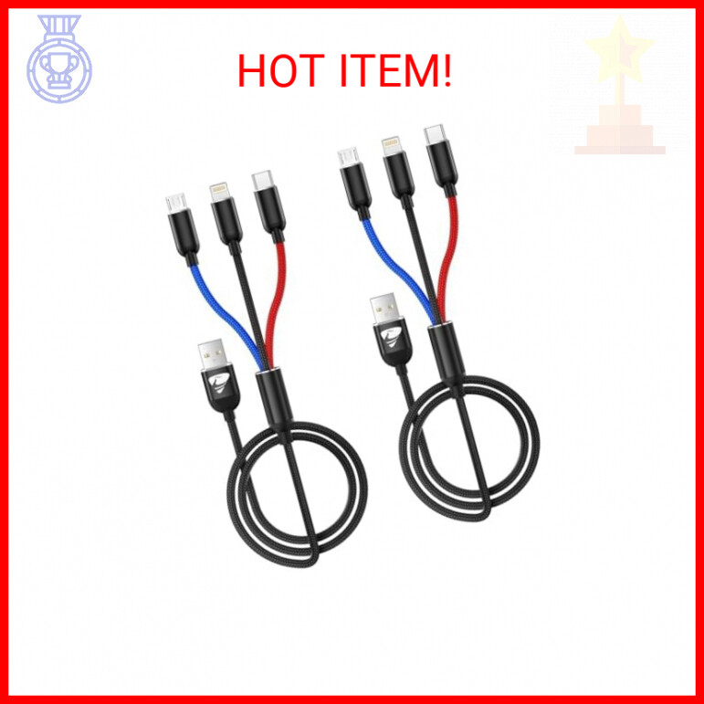 Aioneus 3-in-1 Nylon Braided Multi Charging Cable for Phones & Devices