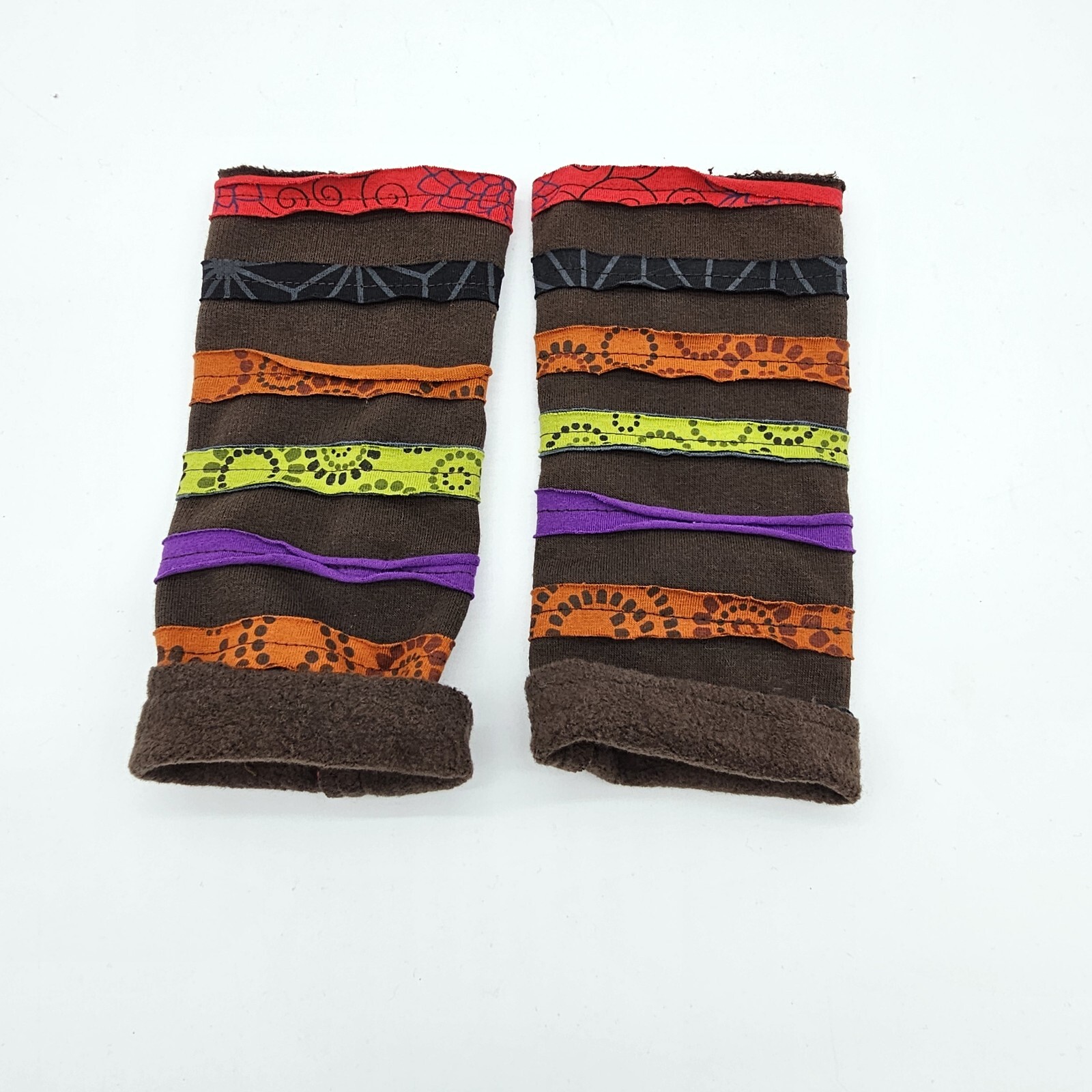 Handmade Patchwork Hobo Beanie Hat Arm Warmer Set… - image 12